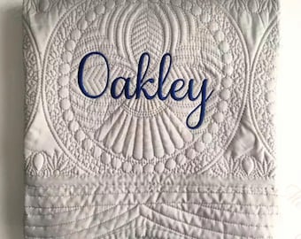 Personalized Baby Quilt Blanket with Embroidered Name, Custom Newborn Heirloom Blanket, Monogrammed Cotton Blanket, Baby Shower Gift