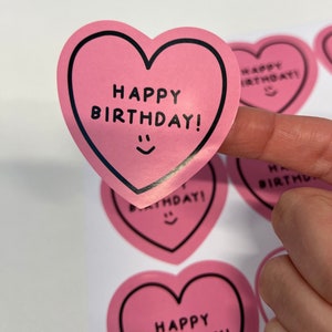 Sticker rose joyeux anniversaire/ Sticker fête/ étiquettes d'anniversaire/ étiquettes de fête d'anniversaire/fête