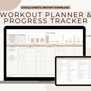 Workout Tracker | Gym Split Progress Planner Digital Workout Exercise Planner Spreadsheet Sheets Fitness Planner