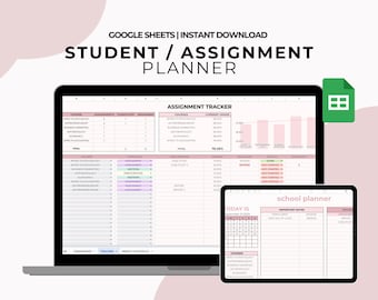 School Planner Student Assignment Tracker | Google Sheets School Calendar