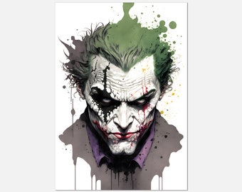 The Joker Art Print Digital Download | Comic Book Poster Wall Art