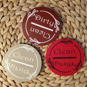 Dirty Clean Dishwasher Magnet: Painted Wood Reminder Sign