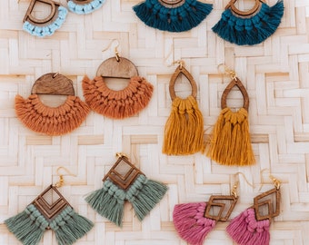 PENDIENTES BOHO MACRAME/ macramé oorbellen / pendientes de media luna /Makrame Ohrringe boho/boucle d'oreille /orecchini macramè /regalo del día de las madres