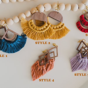 ORECCHINI BOHO MACRAME/ macramé oorbellen / orecchini mezzaluna /Makrame Ohrringe boho/boucle d&#39;oreille /orecchini macramè /regalo festa della mamma
