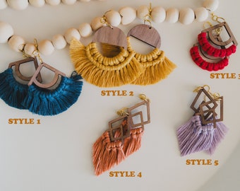 PENDIENTES BOHO MACRAME/ macramé oorbellen / pendientes de media luna /Makrame Ohrringe boho/boucle d'oreille /orecchini macramè /regalo del día de las madres