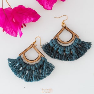 BOUCLES D'OREILLES BOHO MACRAMÉ/ macramé oorbellen / boucles d'oreilles demi-lune /Makrame Ohrringe boho/boucle d'oreille /orecchini macramé /cadeau fête des mères image 8