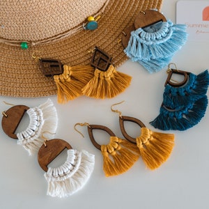 ORECCHINI BOHO MACRAME, makrame ohrringe boho, macrame oorbellen, orecchini di tendenza, Orecchini macramè, boucle d&#39;oreille / orecchini Moonfase