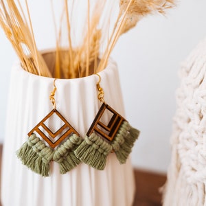 PENDIENTES BOHO MACRAME/ macramé oorbellen / pendientes de media luna /Makrame Ohrringe boho/boucle d'oreille /orecchini macramè /regalo del día de las madres imagen 9