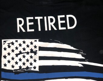 Retired Thin Blue Line Police T-Shirt