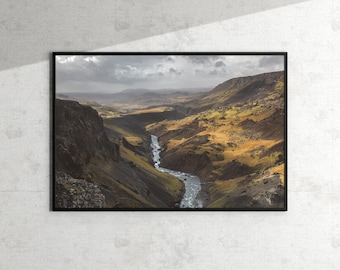Impresión de bellas artes Islandia / Cañón en las Tierras Altas / Imagen de paisaje nórdico / Fotografía de naturaleza / Fotografía dramática