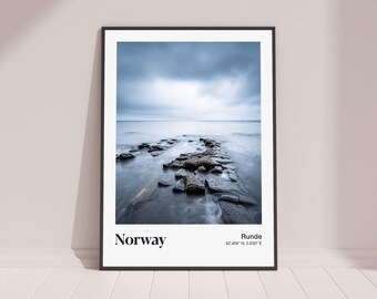 Norway Seascape Print | Moody Nordic Landscape. Travel Poster