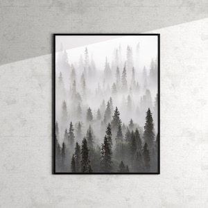 Fine Art Print Finland | Foggy Forest Image | Woodland Dawn | Trees in Fog | Nordic Landscape | Nature Photography | Minimalist Photo