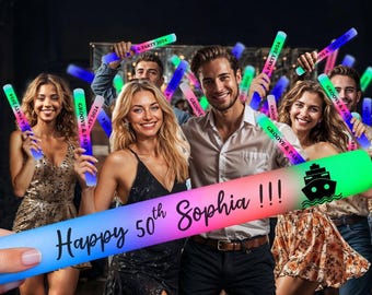 50th Birthday Glow Sticks – LED Foam Batons 16 Inch, Multi-Color Lights with 3 Flash Modes, Party Favors & Decorations