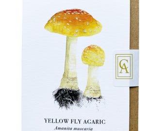 Yellow Fly Agaric Mushroom Greeting Card