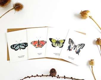 British Butterfly Greeting Card Set of 4
