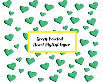 Heart Digital Paper Green Heart Paper Scrapbook Paper Printable Pattern Background