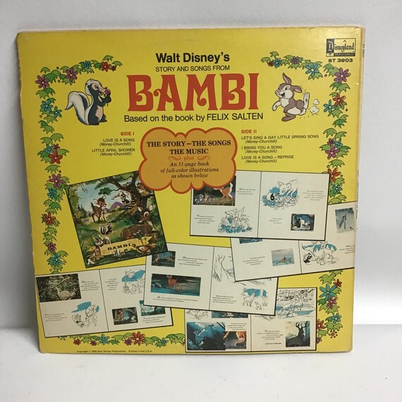 Disneyland Records Story and Songs From Bambi Vinyl Album - Etsy
