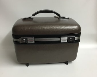 Vintage American Tourister Metallic Brownish Gray Train Case