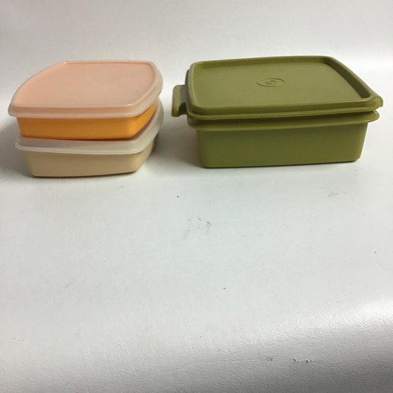 Vintage Tupperware Divided Container and Small Round Canister With Lids