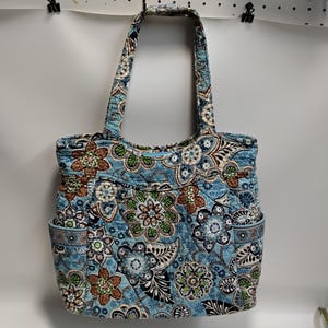 Vera Bradley Pleated Tote Bag Bali Blue Pattern
