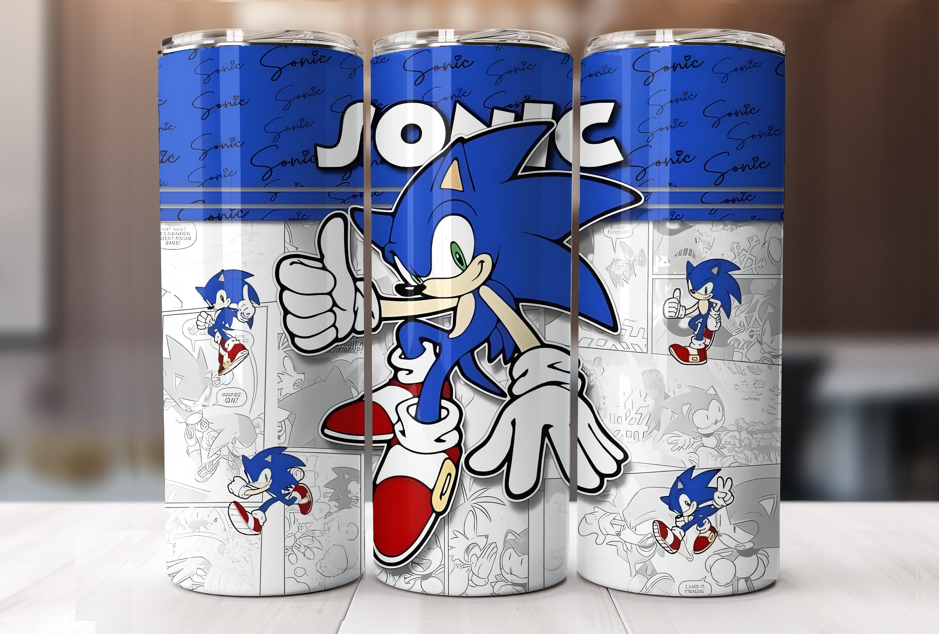  Sonic the Hedgehoge 24 oz Sticker Bomb Water Bottle By