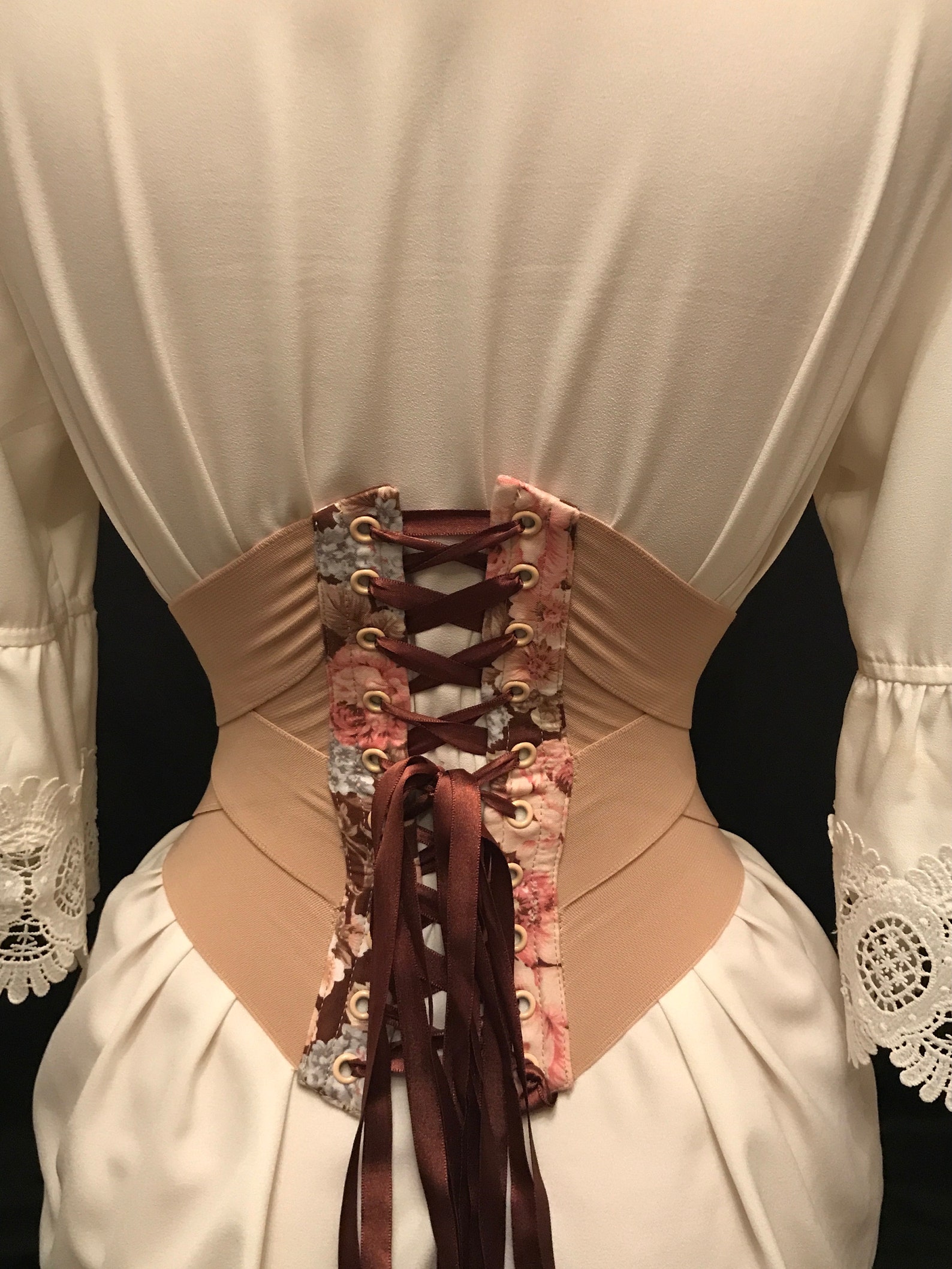 Elastic corset Flower corset Slimming corset Beige corset Etsy