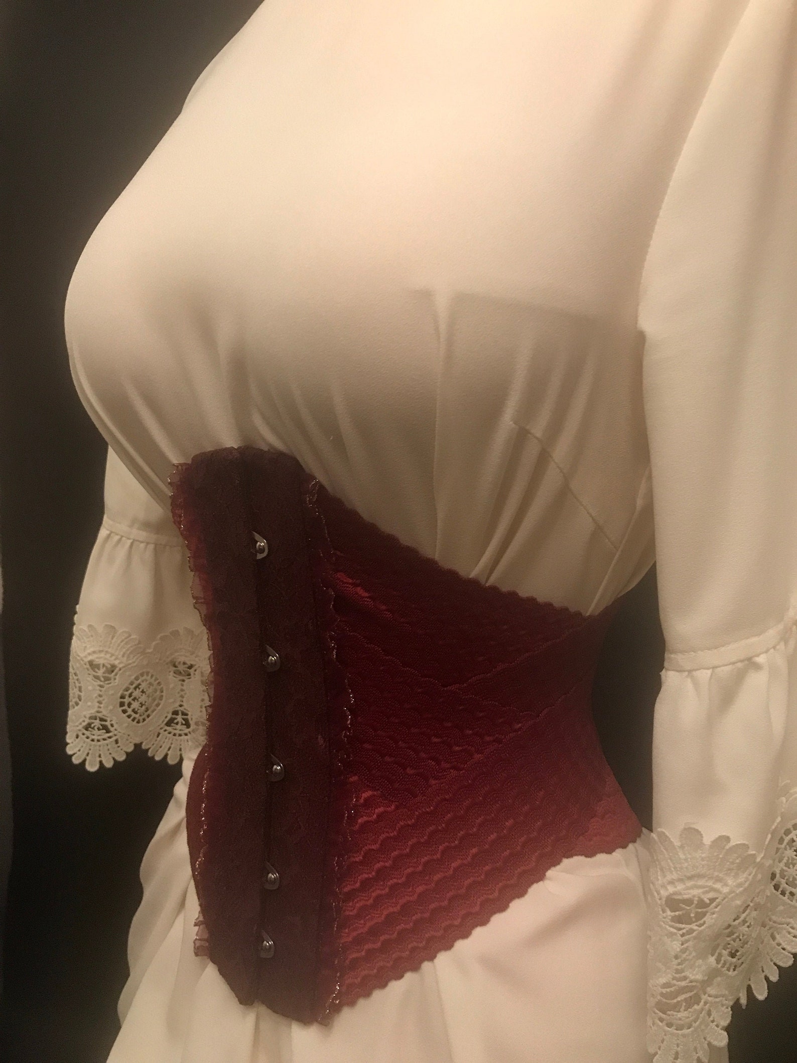 Elastic corset Waist corset Slimming corset Burgundy corset Etsy