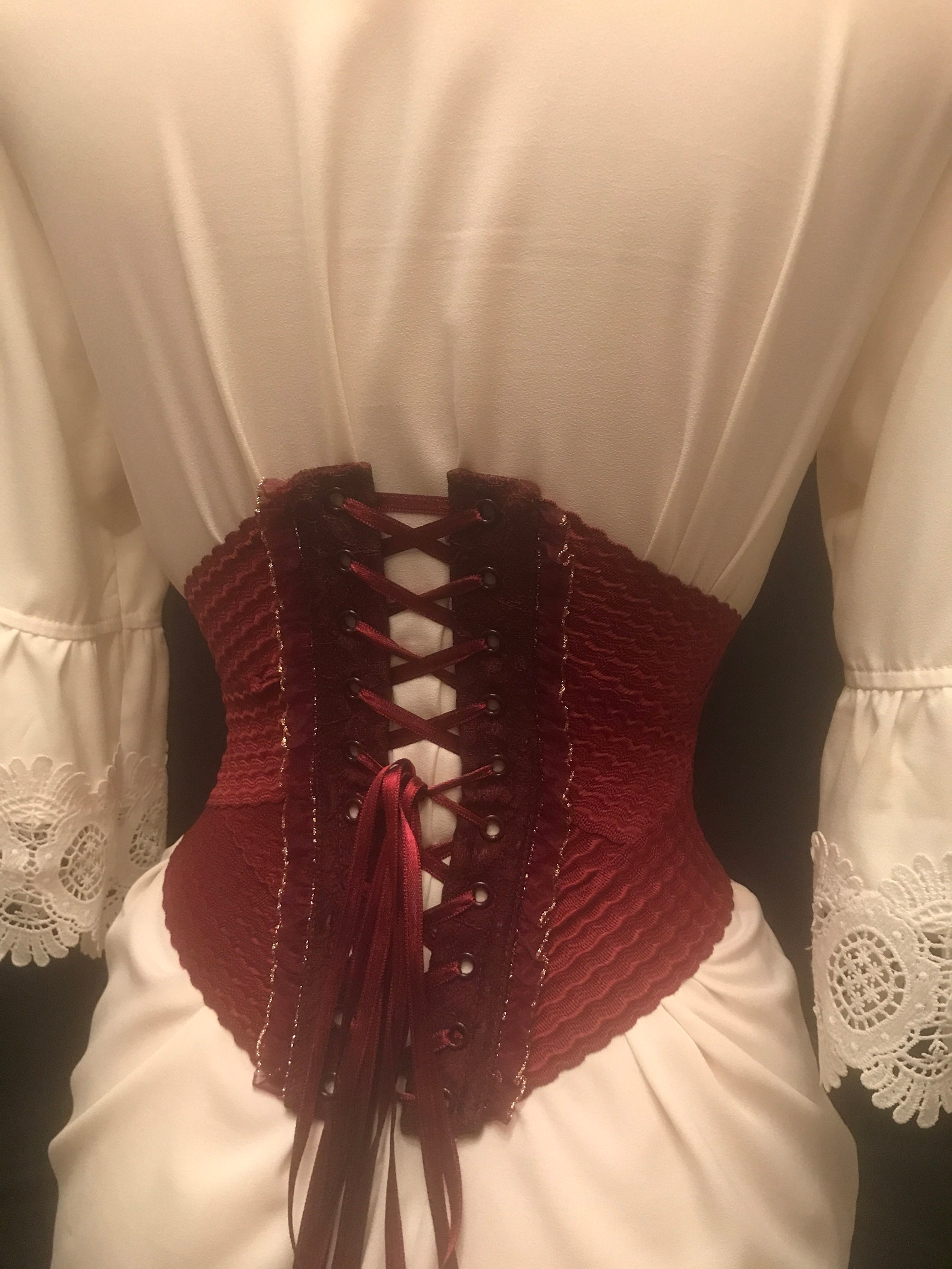 Elastic corset Waist corset Slimming corset Burgundy corset Etsy