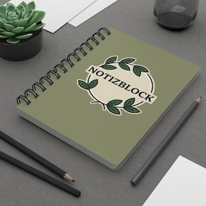 Notepad Laurel Wreath Spiral Journal | German Note-taking Notebook