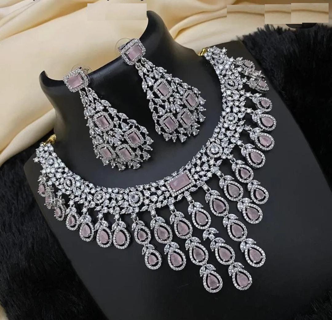 American Diamond Necklace Indian Jewelry CZ Jewelry Indian