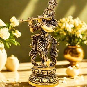 Krishna Statue Hare Krishna Statue God of Lover Anniversary Gift Temple Home Pooja Decor Gift for Him Handmade Krishna.