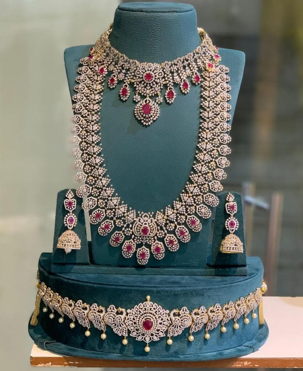 Indian Jewelry Necklace Set, American Diamond Necklace Set With