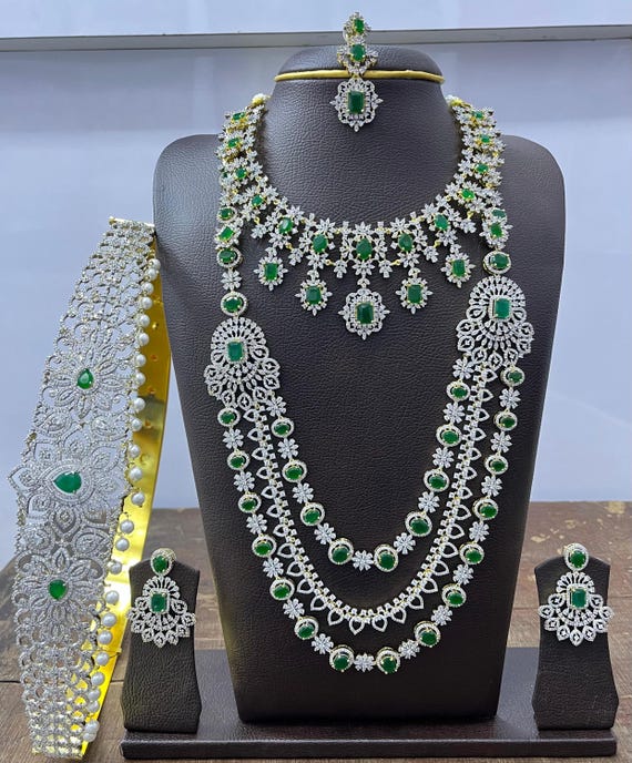 Reception Jewelry Set Bridal Diamond Jewellery Designs Gold