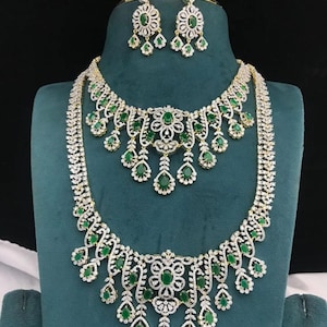 Necklace set/AD South Indian full bridal necklace set/Statement Necklace/north India jewelry/wedding jewelry/Pakistan Jewelry/AAA Set