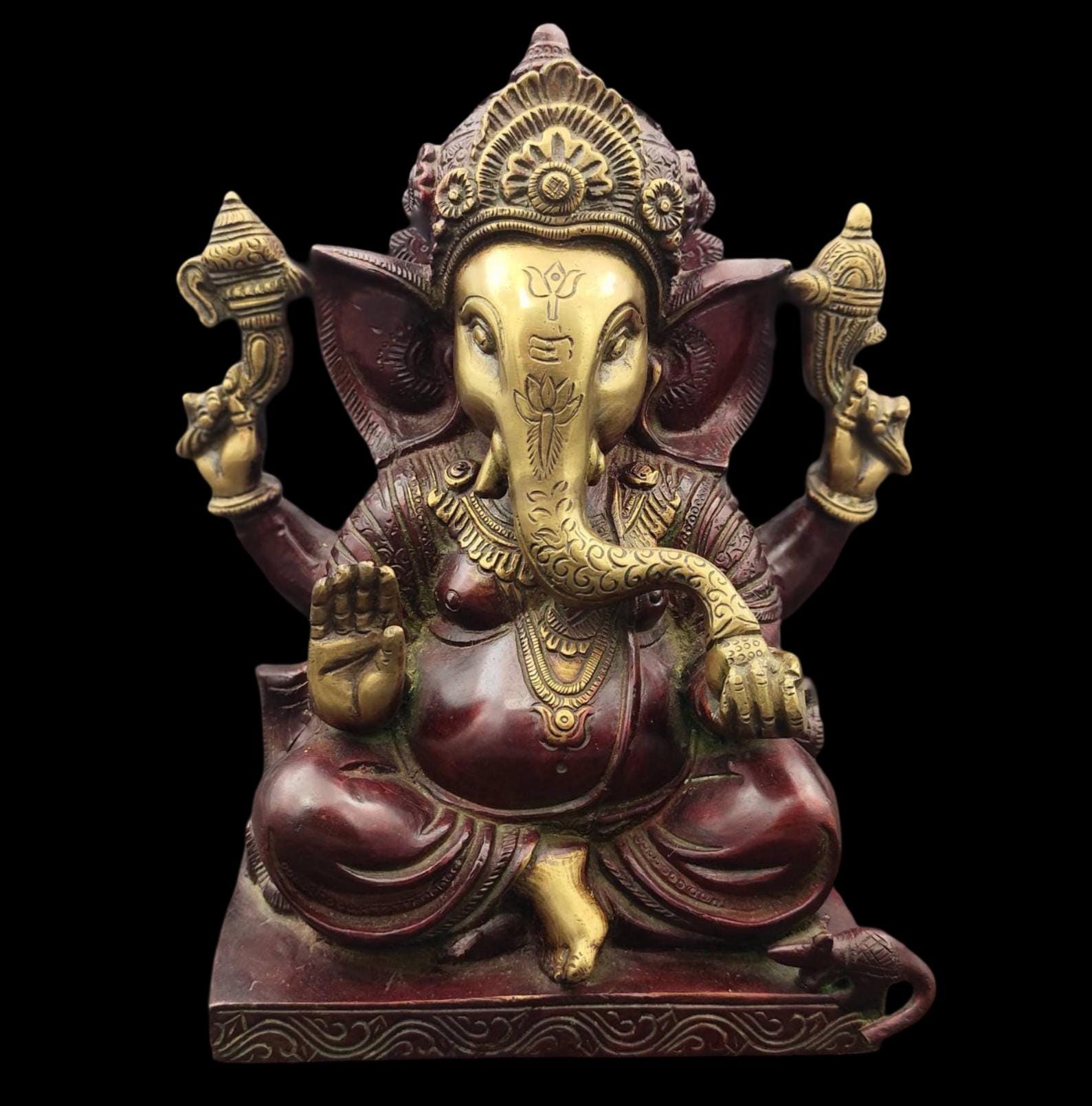 真鍮製ガネーシャ・ジュラ・ウルリ | ボウル付きガネーシャ神ブランコ