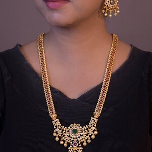 Women Necklace Set/Antique Gold, Gold Bollywood Necklace Set/Bridesmaid necklace Wedding Y Drop Jewellry set/Women Necklace Set/Gift for her