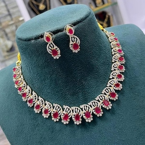 Traditional choker, handmade jewelry, fashion accessories, Indian jewelry, bridal necklace set, gold plated jewelry, simple choker.