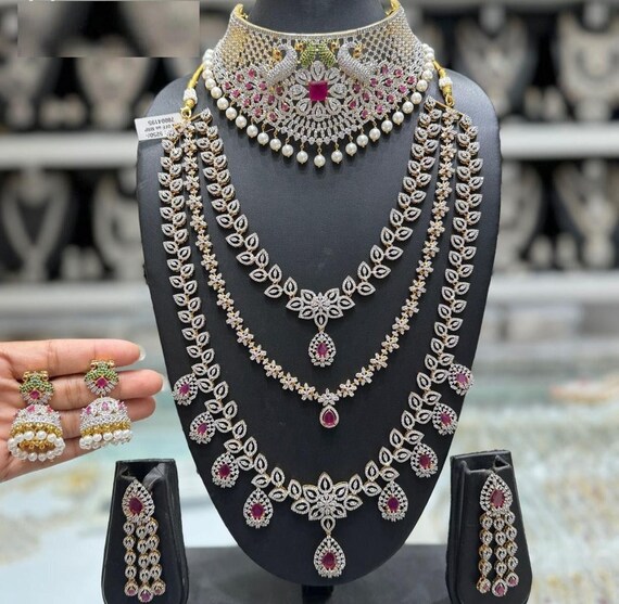 Luxury Indian Bridal Necklace Choker Set Statement Ruby Pearl Jewelry Wedding Steps Haram Earrings Set Designer Bridal Jewelry Set Etsy Canada