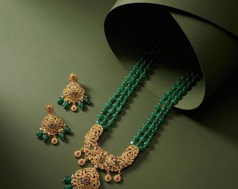 Green Crystal Bead Haar