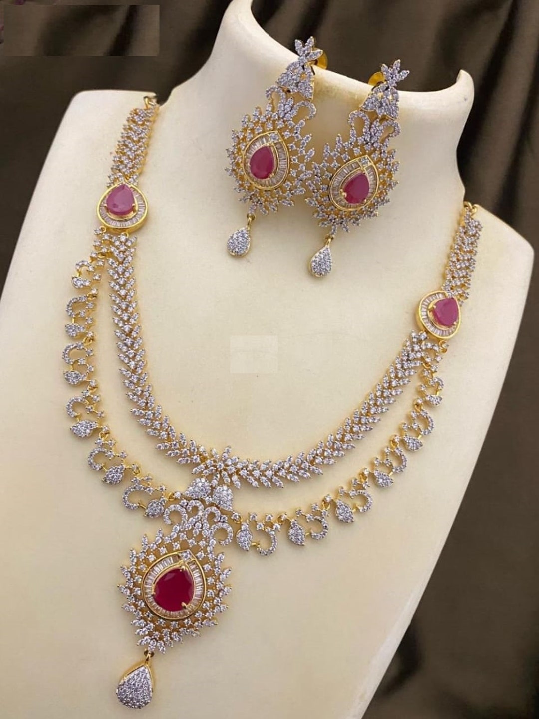 Handcrafted Goldpolish CZ Indian Jewelry Bridal Elegance/ Traditional