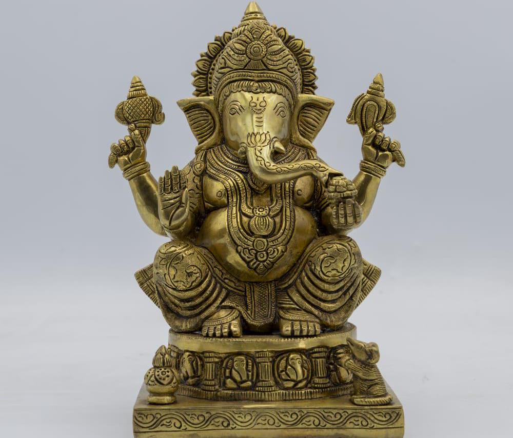 真鍮製ガネーシャ・ジュラ・ウルリ | ボウル付きガネーシャ神ブランコ