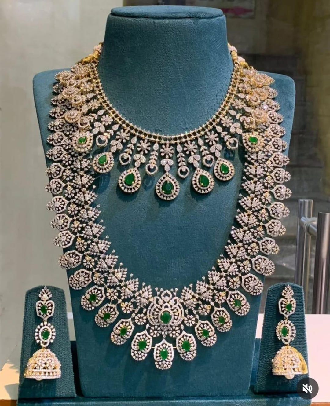 Indian Jewelry Necklace Set, American Diamond Necklace Set With