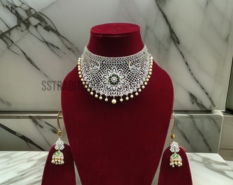 South Indian Gold Plated Jewellery Set /South Indian Necklace / Choker Necklace / Choker Set/ Bollywood Jewelry/ Indian Jewelry/ Gifts