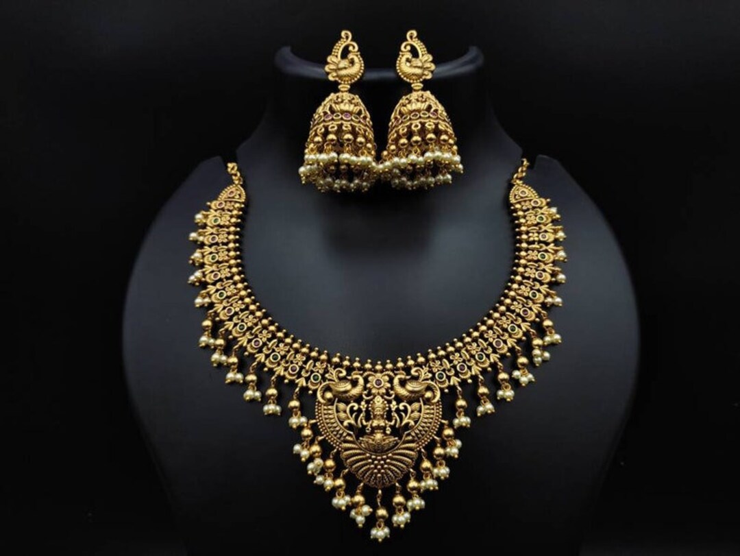 Antique Gold Lakshmi Necklace lakshmi Haram narayani Necklace