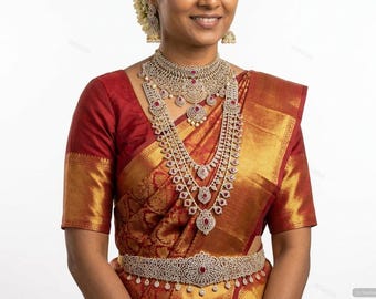 American Diamond CZ Bridal Set with Vaddanam Hip Belt