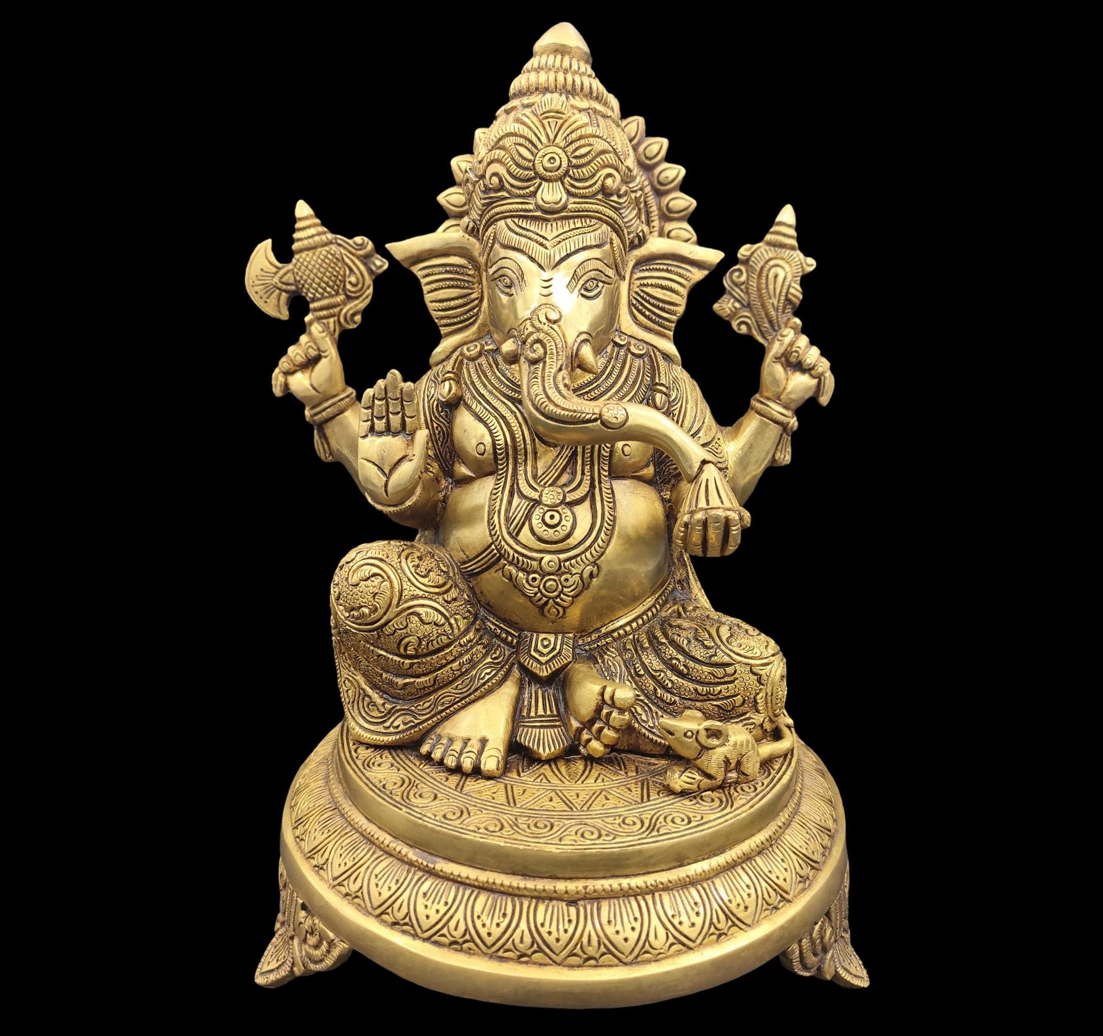 真鍮製ガネーシャ・ジュラ・ウルリ | ボウル付きガネーシャ神ブランコ