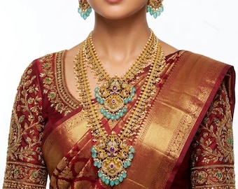 Antique Gold Bridal Haram Set | South Indian Temple Jewelry