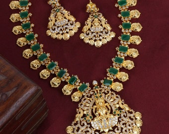 Lakshmi Coin Necklace Set - Gold Plated Indian Wedding Jewelry