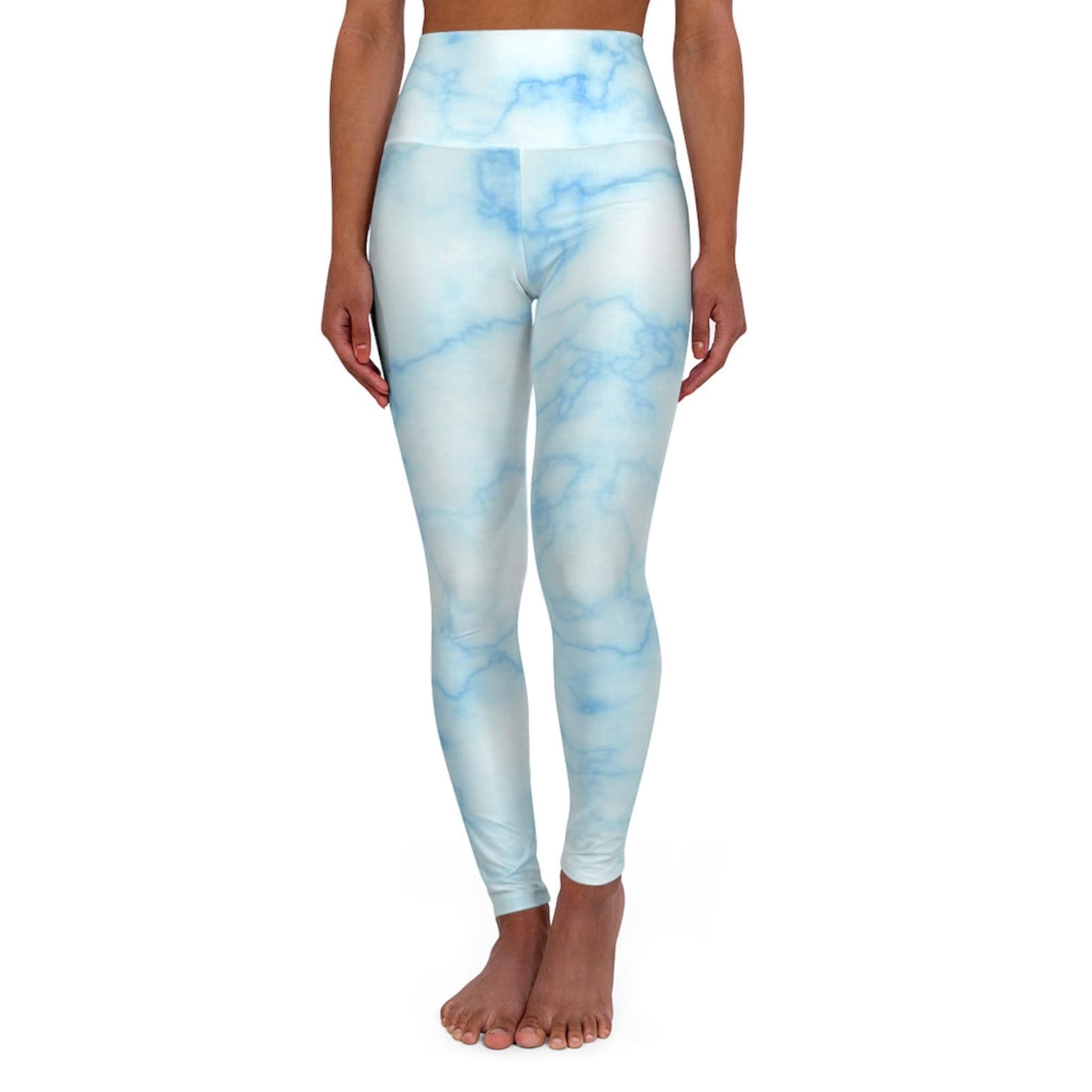 Blue White Marble Leggings Womens Comfy Workout Gym Pants Etsy