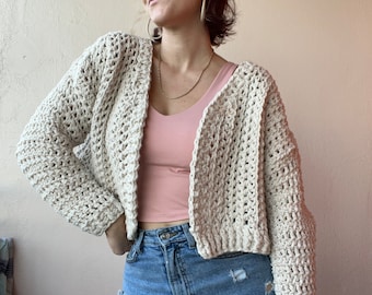 Cozy Clouds Crochet Sweater Pattern - !!!PATTERN ONLY!!! - Cozy, mesh, bulky crochet sweater